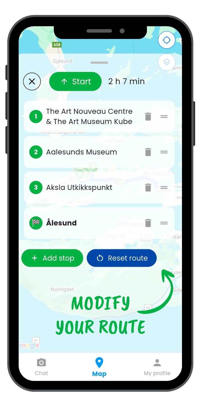 Tourist Guide AI modify generated route