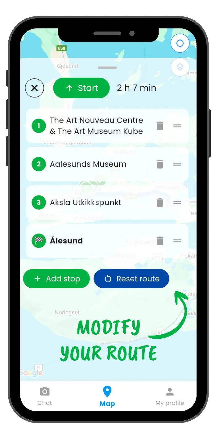 Tourist Guide AI modify generated route